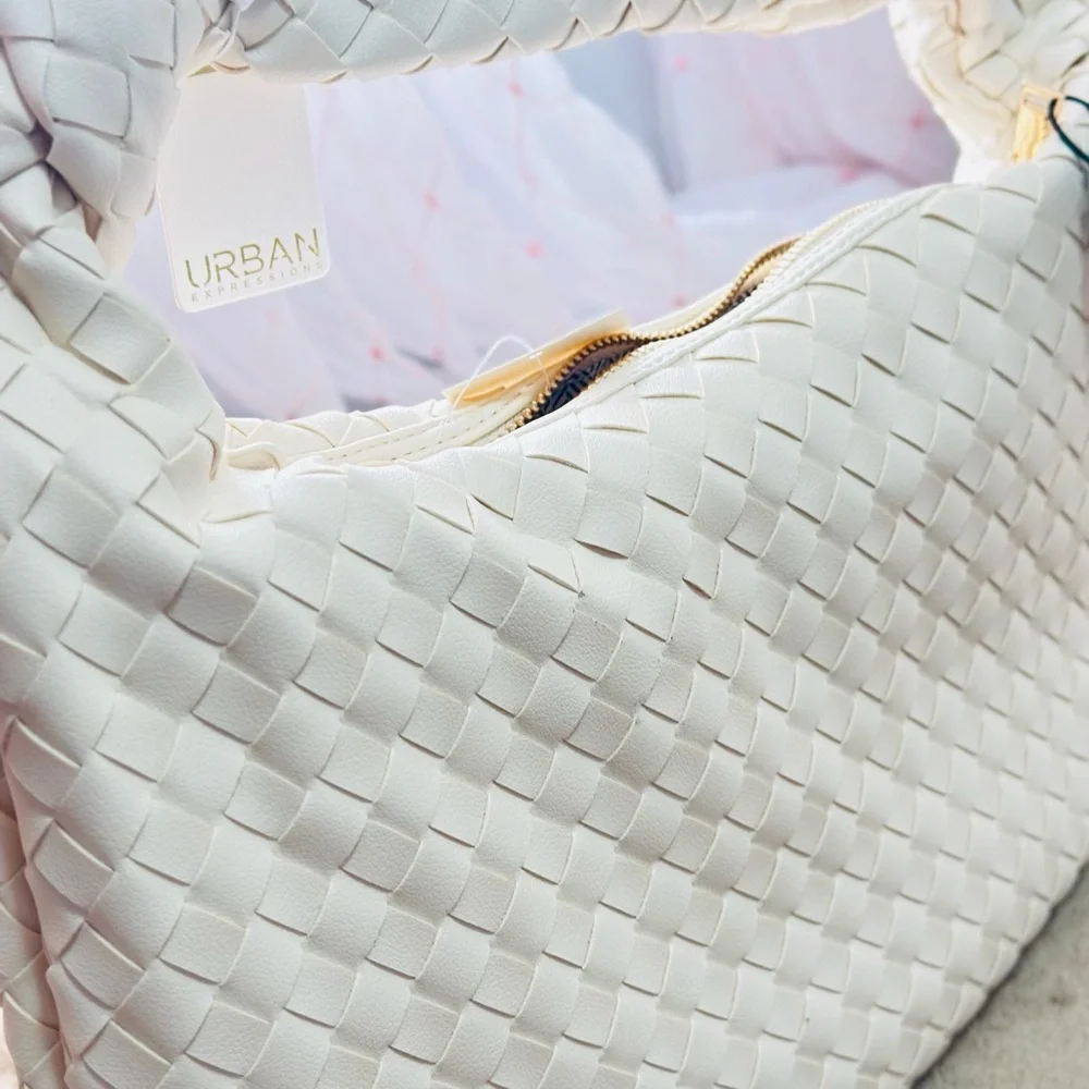 Urban Expressions Ivory Woven Hobo Bag